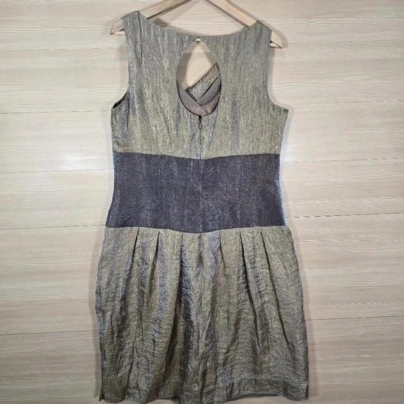 ADRIANNA PAPELL Shimmery Brown Tones Cowl Neck Dress Size 14 Sleeveless fitted - Picture 4 of 6